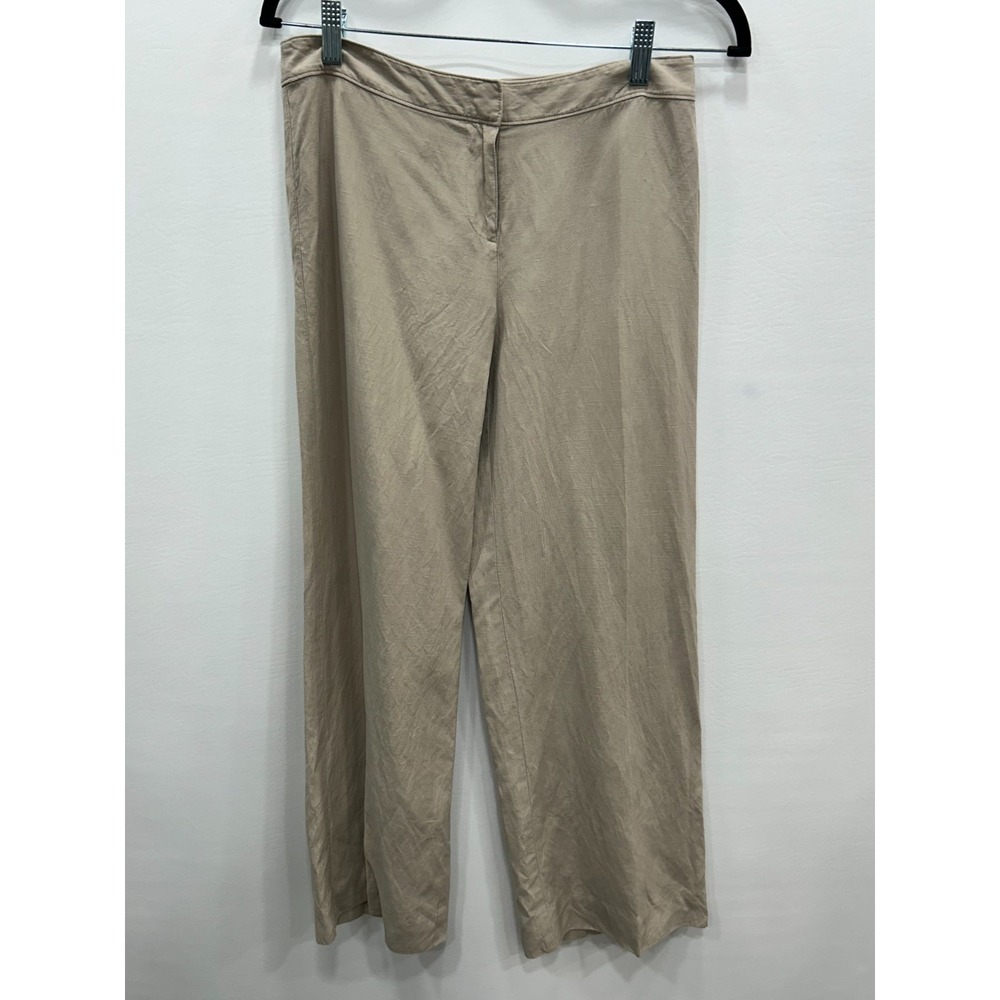 Tommy Bahama Wide Leg Pants Womens 4 Beige Silk Linen Blend Bohemian Lagenlook